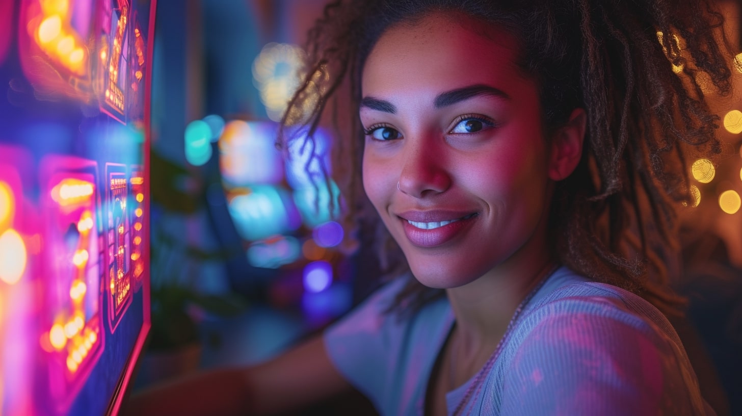 Woman playing online casino